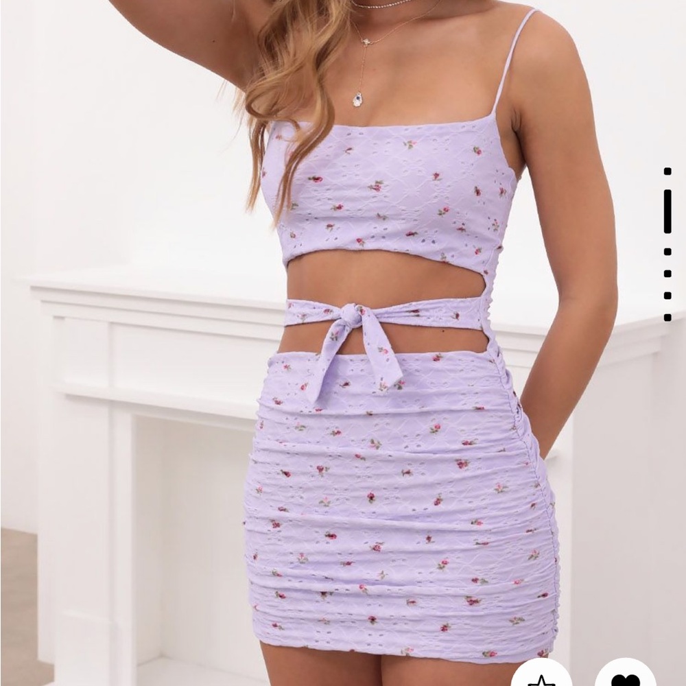 Lucy in the Sky Daytona Cutout Dress in Lilac Floral Eyelet